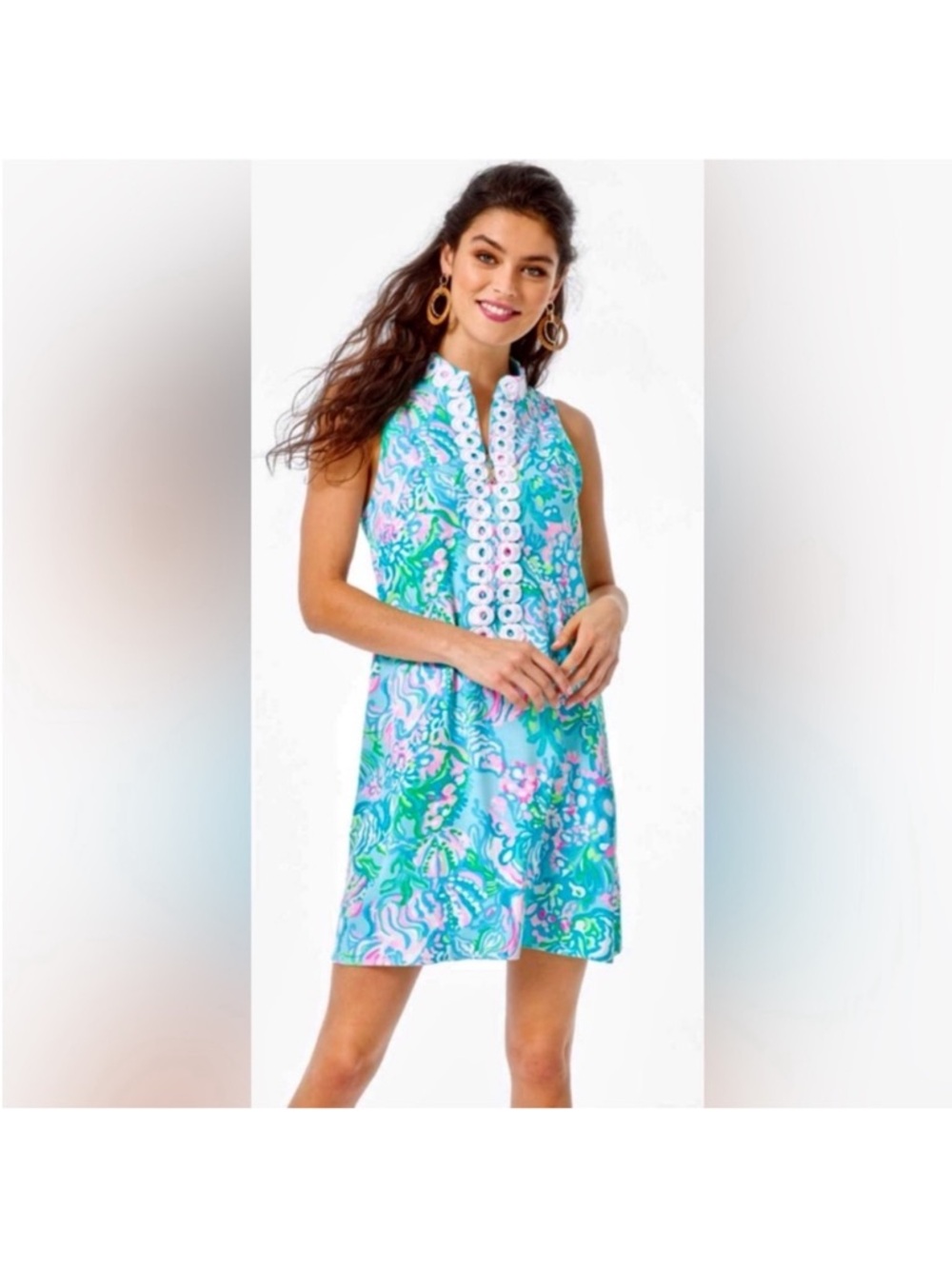 Lilly Pulitzer Jane Shift Dress Blue Ibiza Aqua La Vista